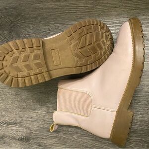 Pink Ankle Boots with Tan Soles